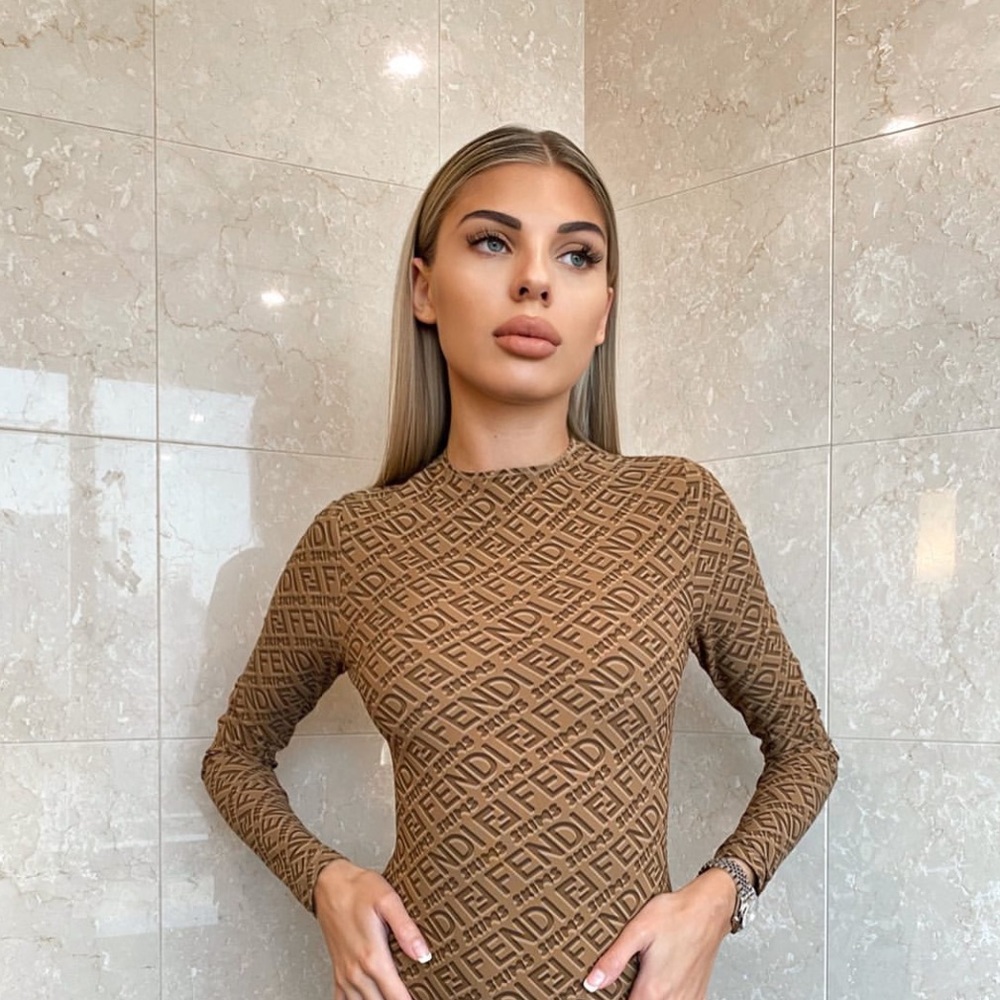 Fendi x Skims Mock Neck Long Sleeve Bodysuit - Picture 8 of 16